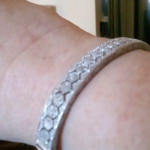 Hinged Sterling Diamond Bracelet